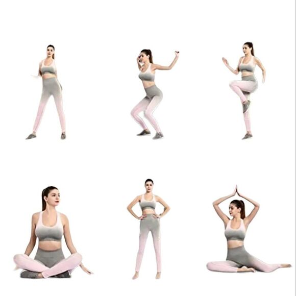 Chiczele Leggings Womens Small High Waisted Gray Pink Yoga Gym Athletic - Picture 3 of 11